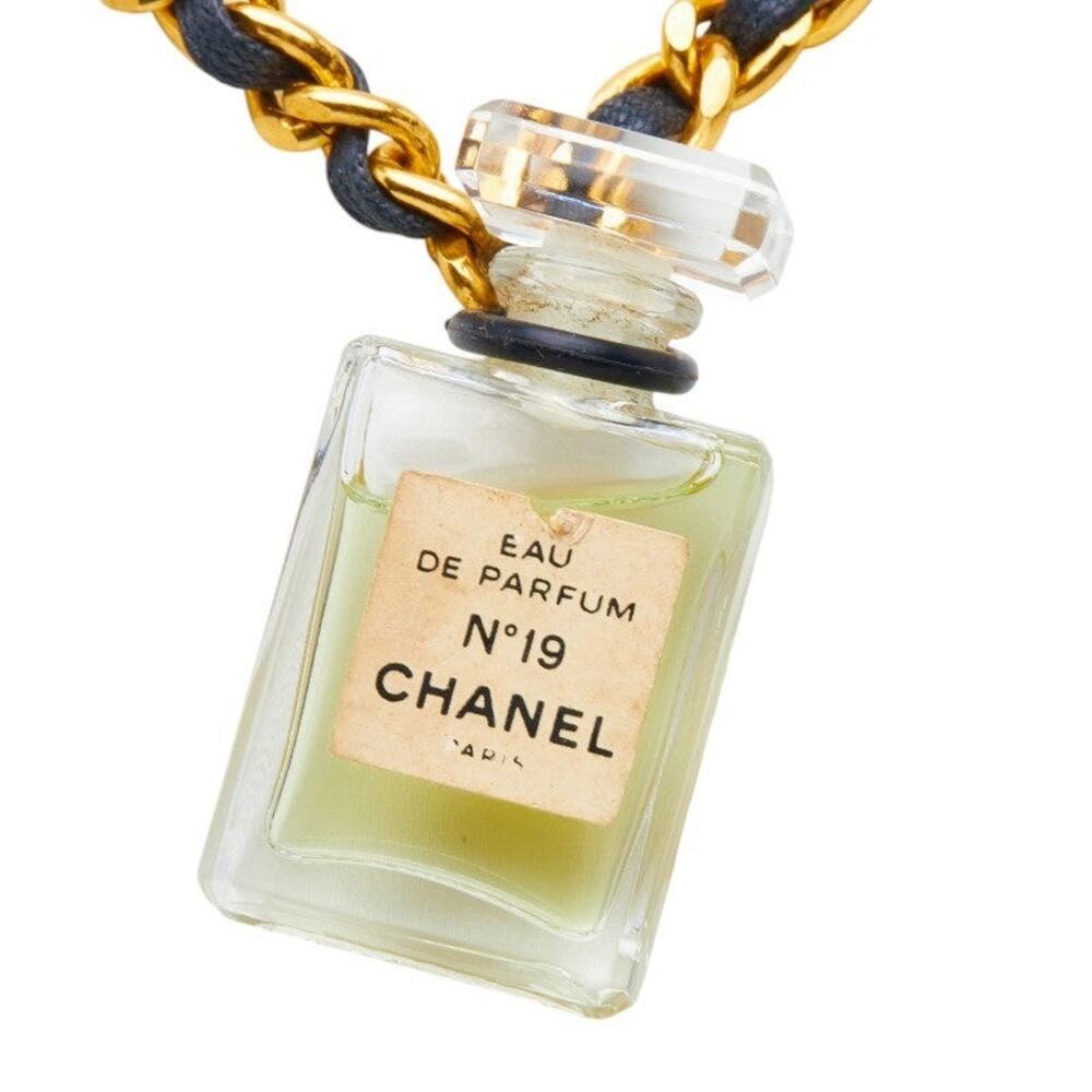 Chanel No.19 Perfume Bottle Chain Pendant Necklace Gold Plated Plastic